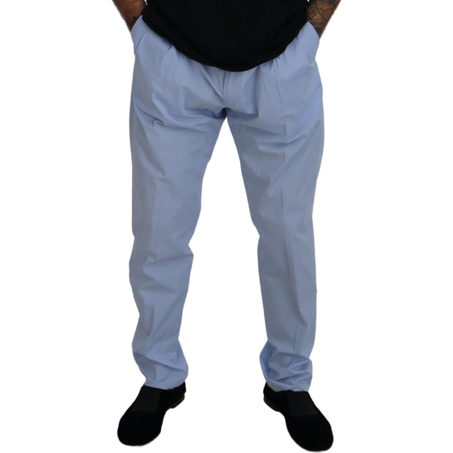 Dolce & Gabbana Blue Cotton Stretch Trousers Chinos Pants Dolce & Gabbana