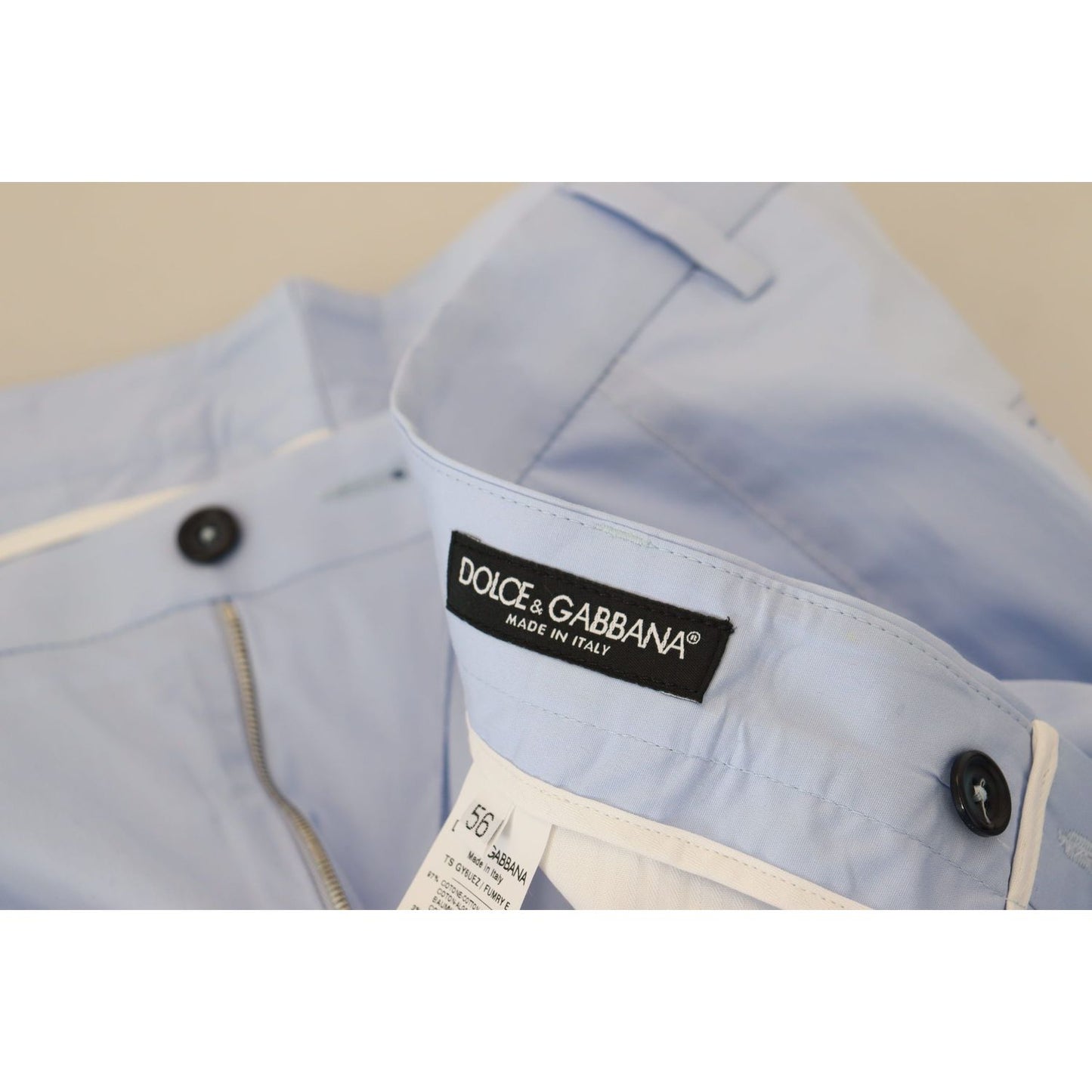 Dolce & Gabbana Blue Cotton Stretch Trousers Chinos Pants Dolce & Gabbana