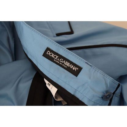Dolce & Gabbana Blue Cotton Silk Trousers Chinos Pants Dolce & Gabbana