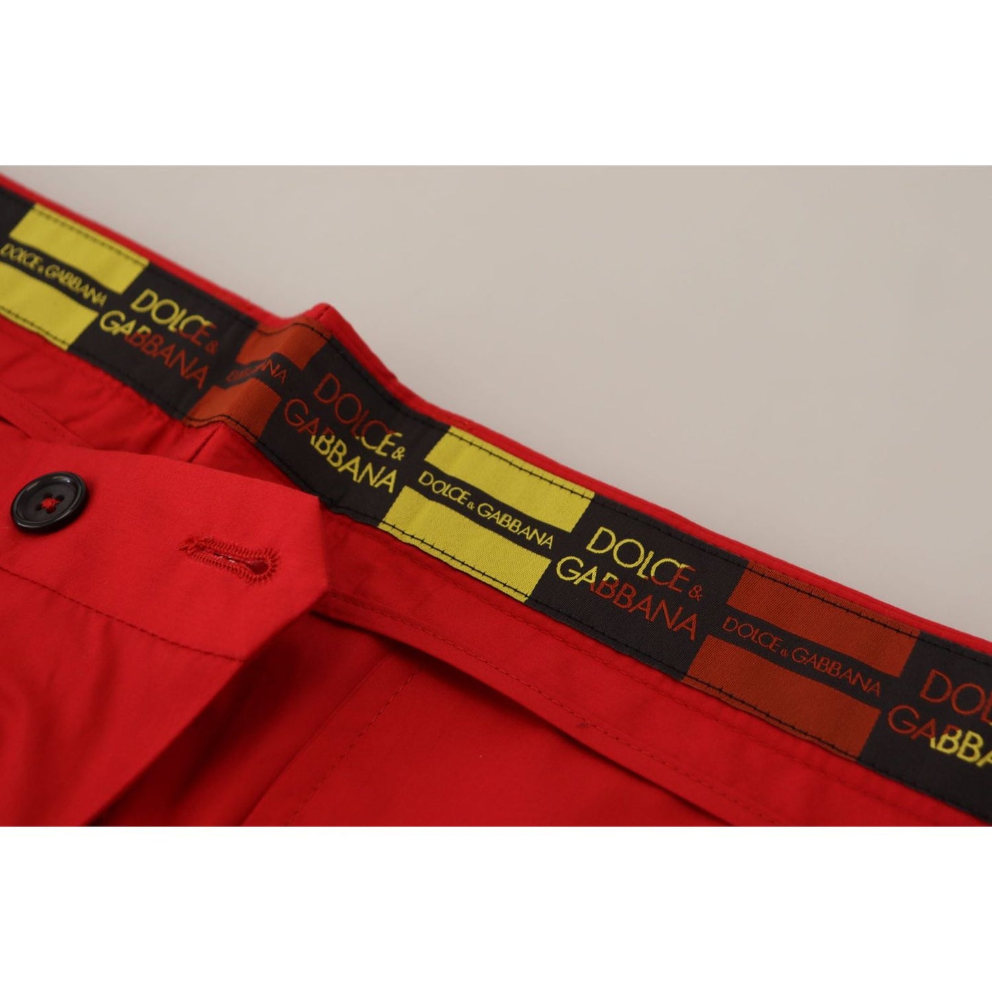 Dolce & Gabbana Red Cotton Slim Fit Trousers Chinos Pants Dolce & Gabbana