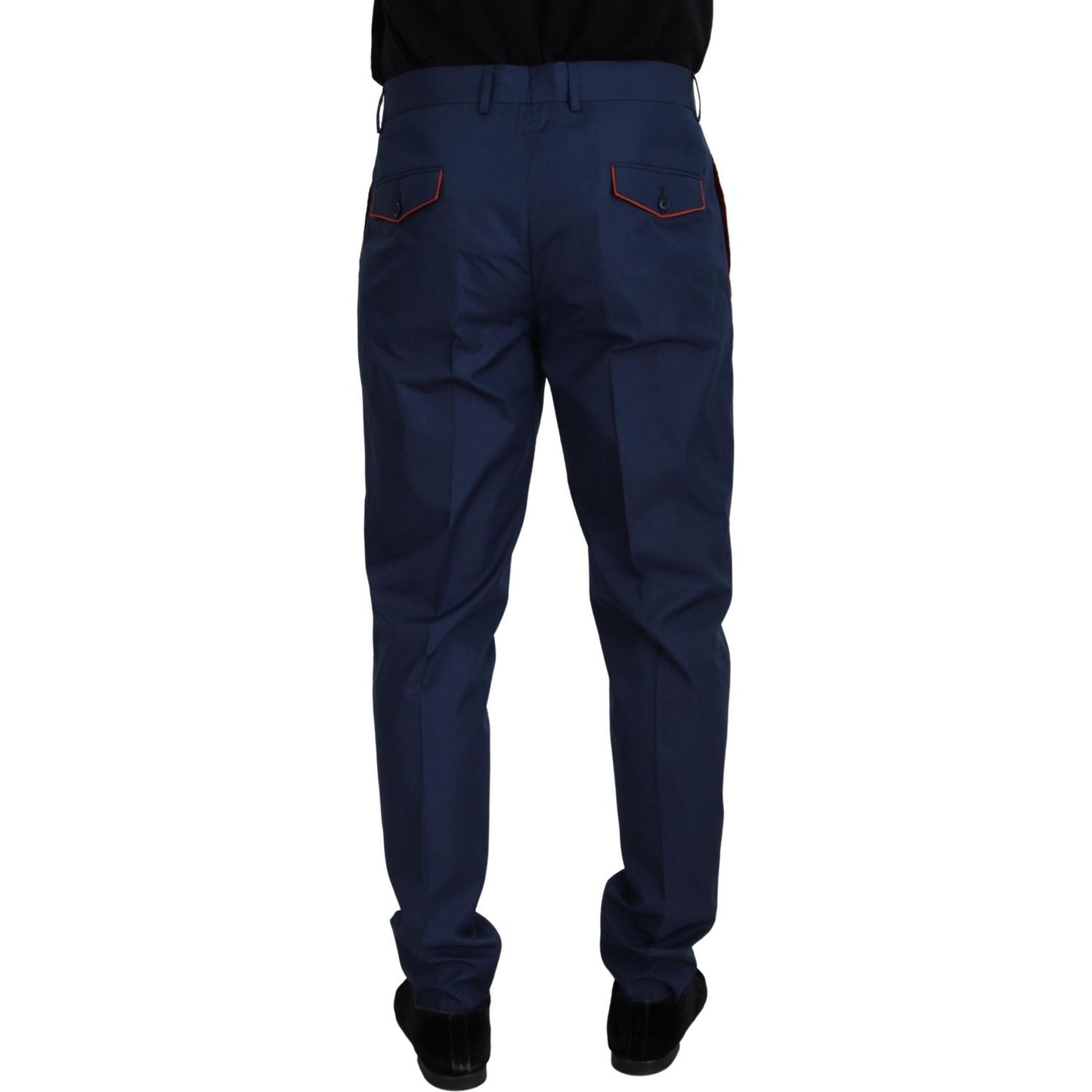 Dolce & Gabbana Blue Cotton Silk Trousers Chinos Pants Dolce & Gabbana