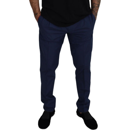 Dolce & Gabbana Blue Cotton Silk Trousers Chinos Pants Dolce & Gabbana