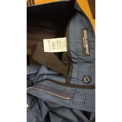 Dolce & Gabbana Blue Cotton Silk Trousers Chinos Pants Dolce & Gabbana