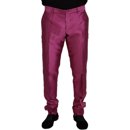 Dolce & Gabbana Pink Silk Slim Trousers Dress Formal Pants Dolce & Gabbana