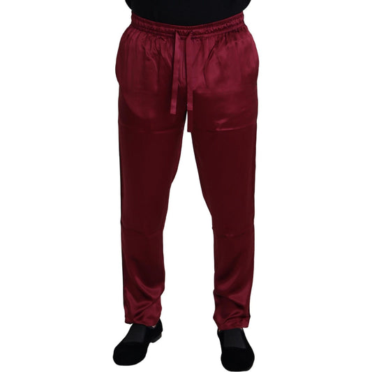 Dolce & Gabbana Silk Lounge Pants in Bordeaux Jeans & Pants Dolce & Gabbana