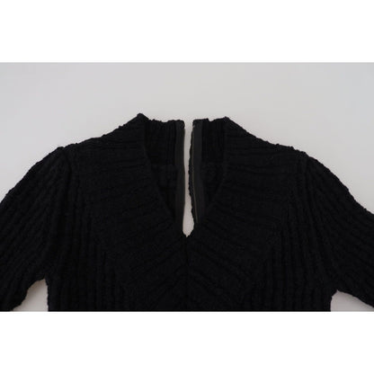 Dolce & Gabbana Black Wool Knitted Sheath Sweater Dress Dolce & Gabbana