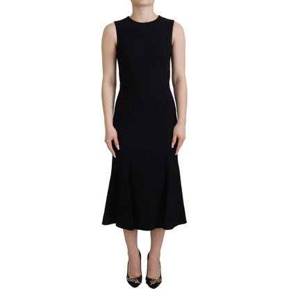 Dolce & Gabbana Black Dress Sheath Flare Viscose Dress