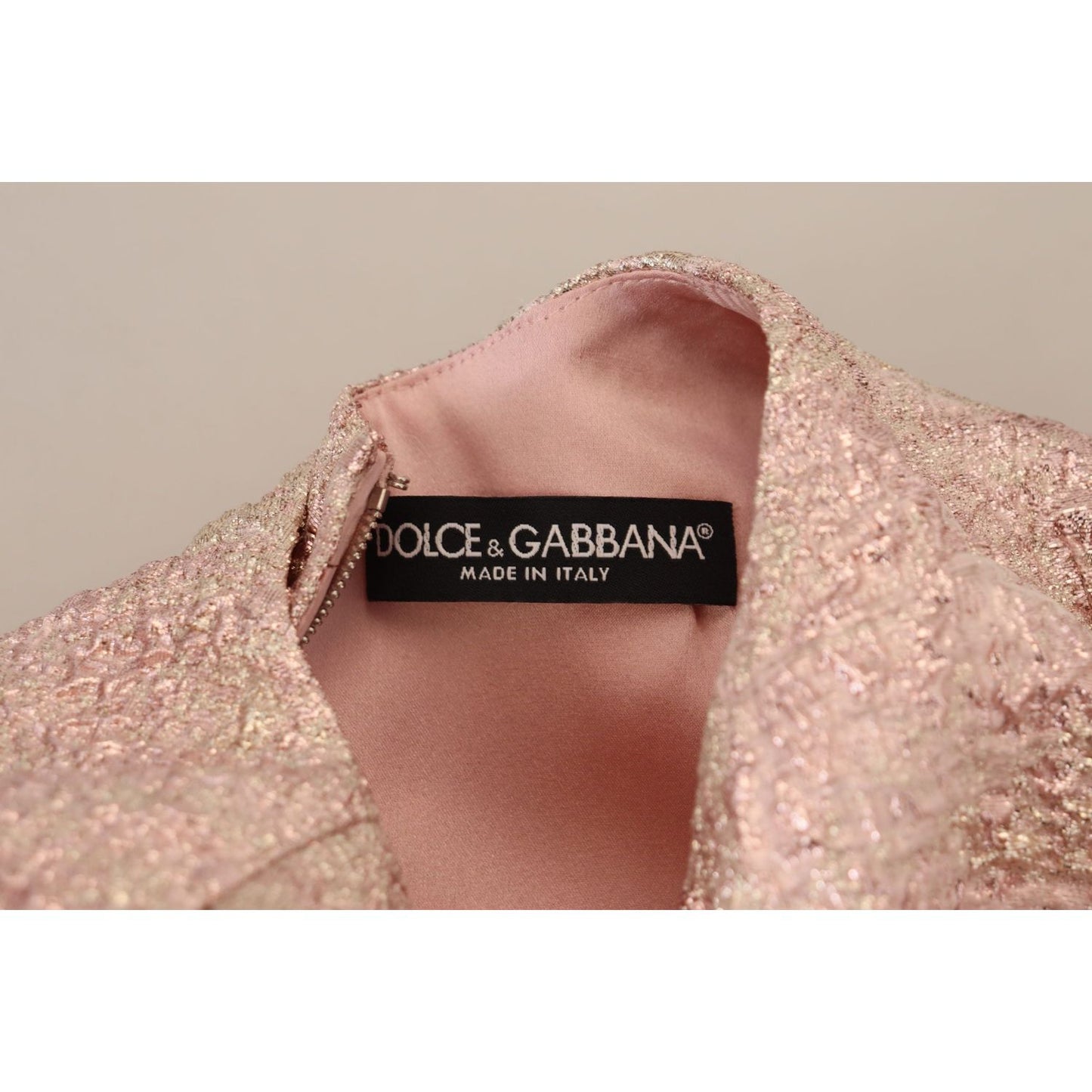 Dolce & Gabbana Pink Jaquard 3/4 Sleeve Sheath Midi Dress Dolce & Gabbana