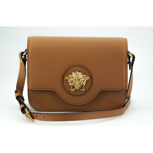 Versace Brown Calf Leather Shoulder Bag WOMAN SHOULDER BAGS