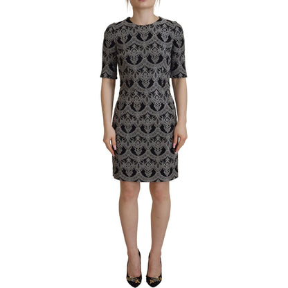 Dolce & Gabbana Black Gray Jacquard Sheath Bodycon Dress Dolce & Gabbana
