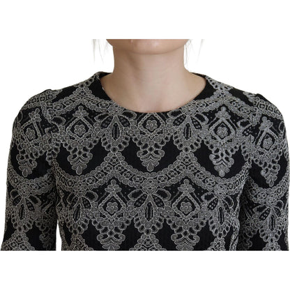 Dolce & Gabbana Black Gray Jacquard Sheath Bodycon Dress Dolce & Gabbana