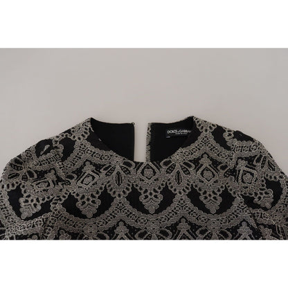 Dolce & Gabbana Black Gray Jacquard Sheath Bodycon Dress Dolce & Gabbana