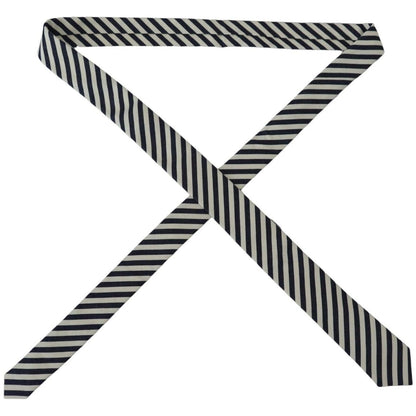 Denny Rose White Blue Striped Classic Adjustable Men Silk Tie