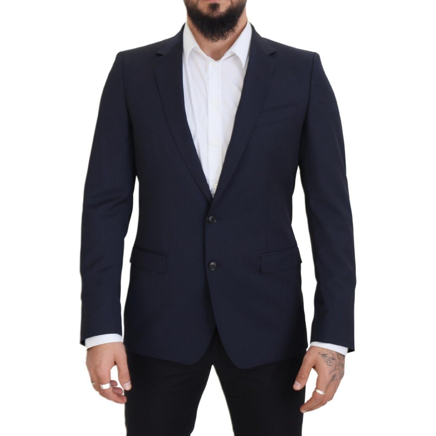 Dolce & Gabbana Dark Blue Wool Single Breasted MARTINI Blazer
