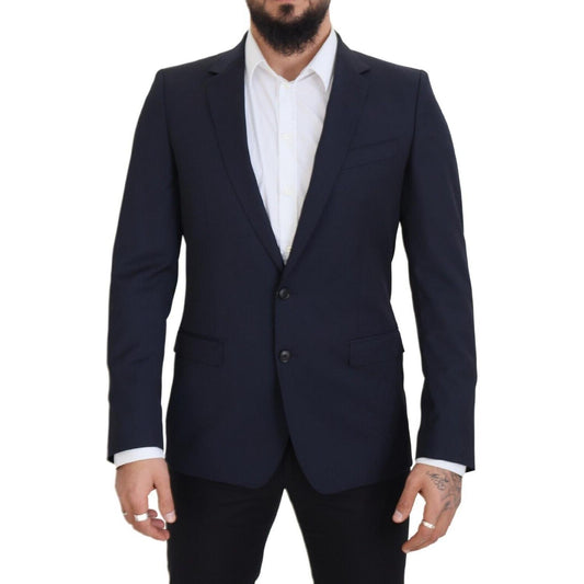 Dolce & Gabbana Dark Blue Wool Single Breasted MARTINI Blazer Dolce & Gabbana