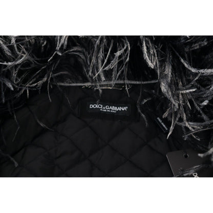 Dolce & Gabbana Black White Fur Shearling Full Zip Jacket