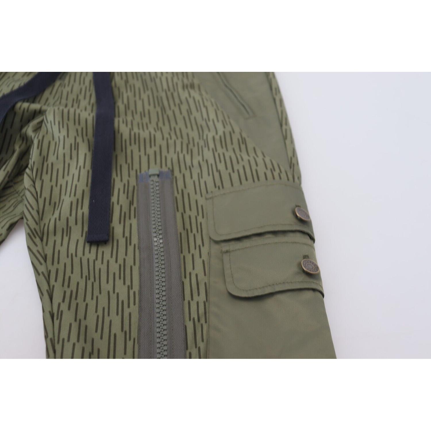 Dolce & Gabbana Green Striped Cargo Zipper Leg Men Trouser Pants