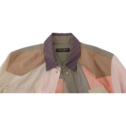 Dolce & Gabbana Multicolor Cotton Patchwork Slim Shirt