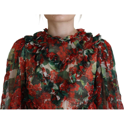 Dolce & Gabbana Multicolor Geranium A-line Knee Length Dress Dolce & Gabbana