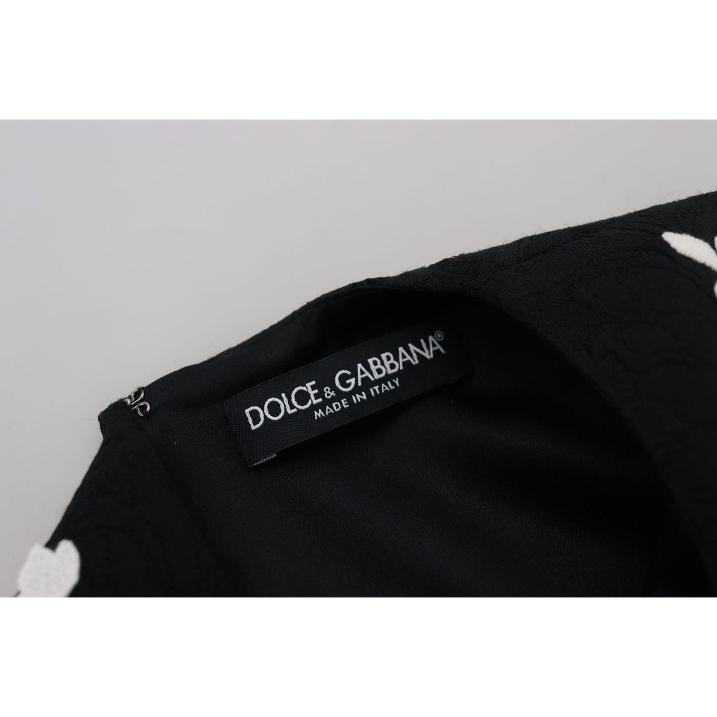 Dolce & Gabbana Black Lace Trim Half Sleeves A-line Dress Dolce & Gabbana