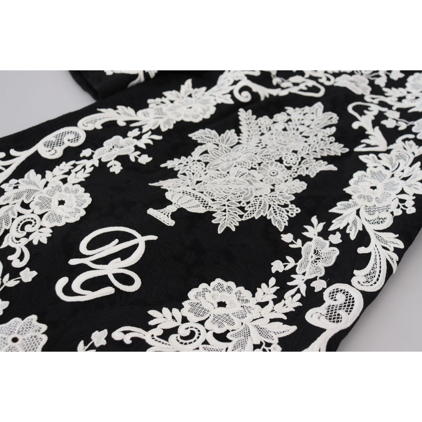 Dolce & Gabbana Black Lace Trim Half Sleeves A-line Dress Dolce & Gabbana