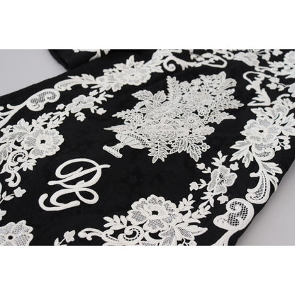Dolce & Gabbana Black Lace Trim Half Sleeves A-line Dress Dolce & Gabbana