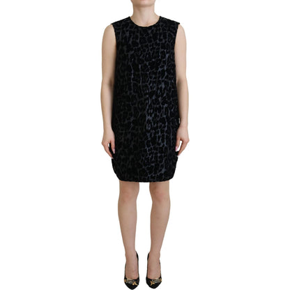 Dolce & Gabbana Black Leopard Shift Mini Polyester Dress Dolce & Gabbana