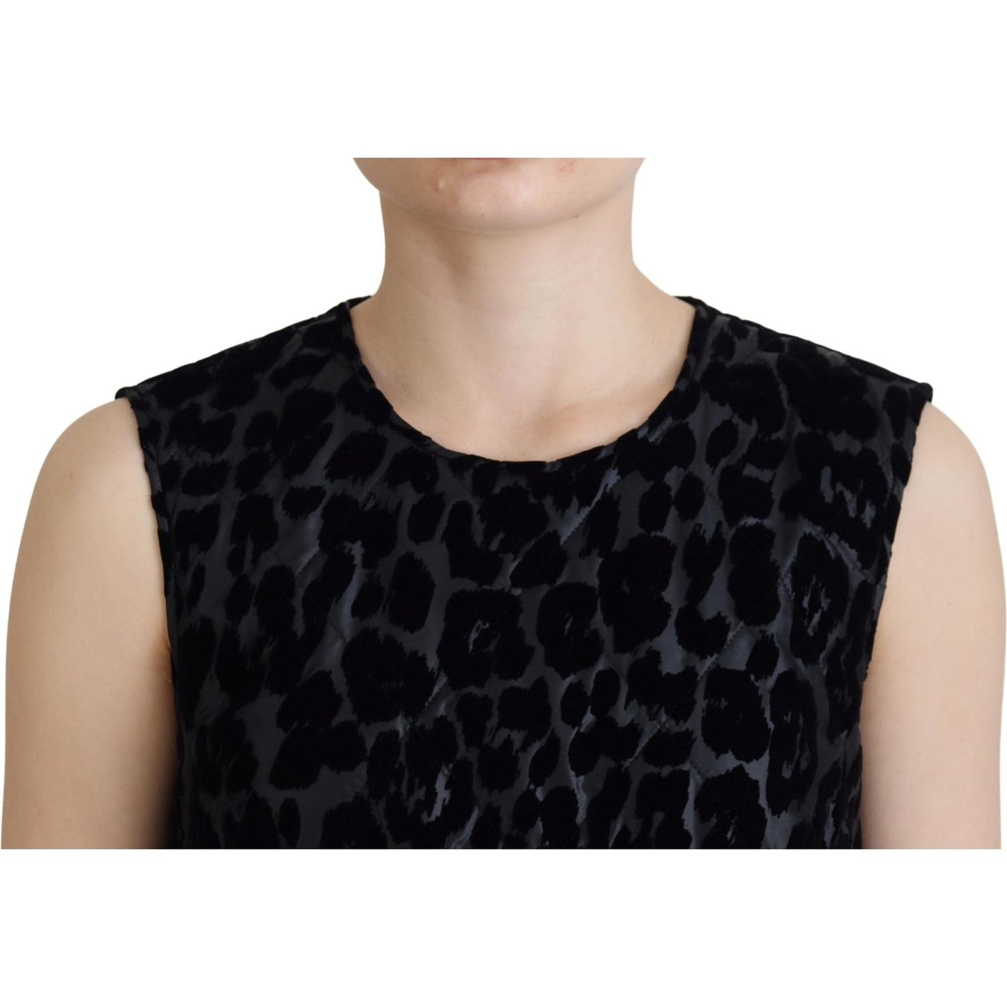 Dolce & Gabbana Black Leopard Shift Mini Polyester Dress Dolce & Gabbana