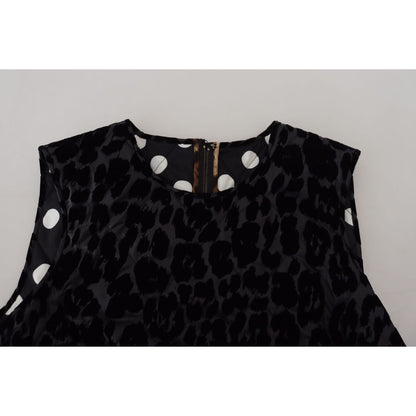 Dolce & Gabbana Black Leopard Shift Mini Polyester Dress Dolce & Gabbana