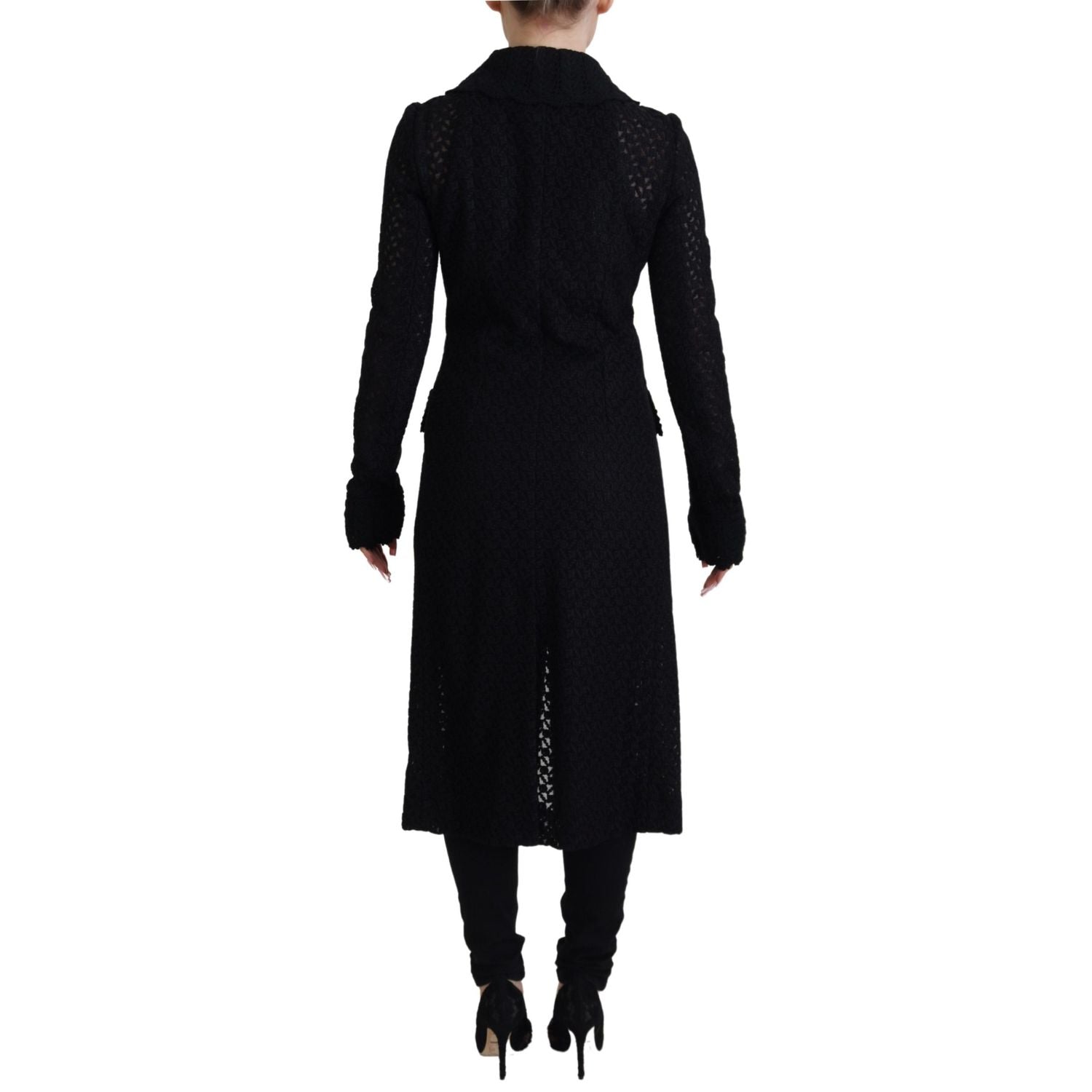 Dolce & Gabbana Black Button Down Long Blazer Cotton Jacket