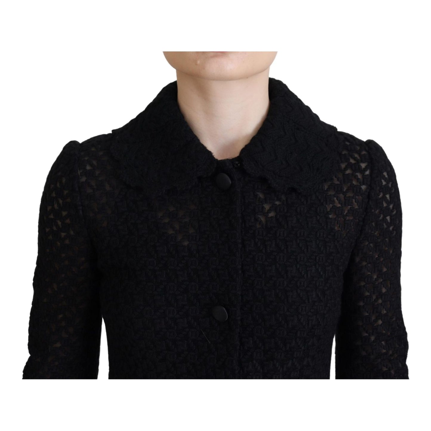 Dolce & Gabbana Black Button Down Long Blazer Cotton Jacket 11% Acrylic,1728,20% Viscose,28% Polyester,4% Wool,5% Nylon,67345645728,Black,Clothing,Dolce & Gabbana,Full-Length Jackets - Jackets & Coats - Clothing,IT40|S,Jackets & Coats - Clothing,Jackets &