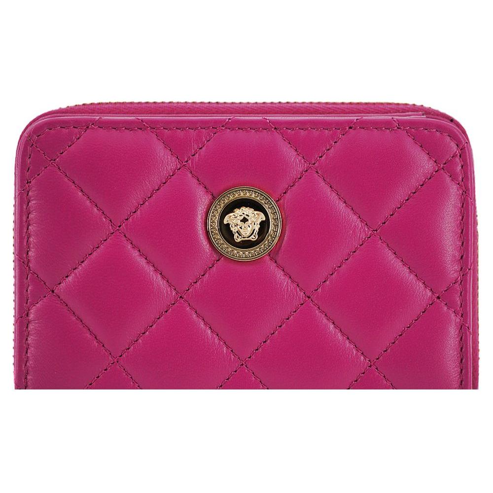 Versace Purple Nappa Leather Bifold Zip Around Wallet WOMAN WALLETS