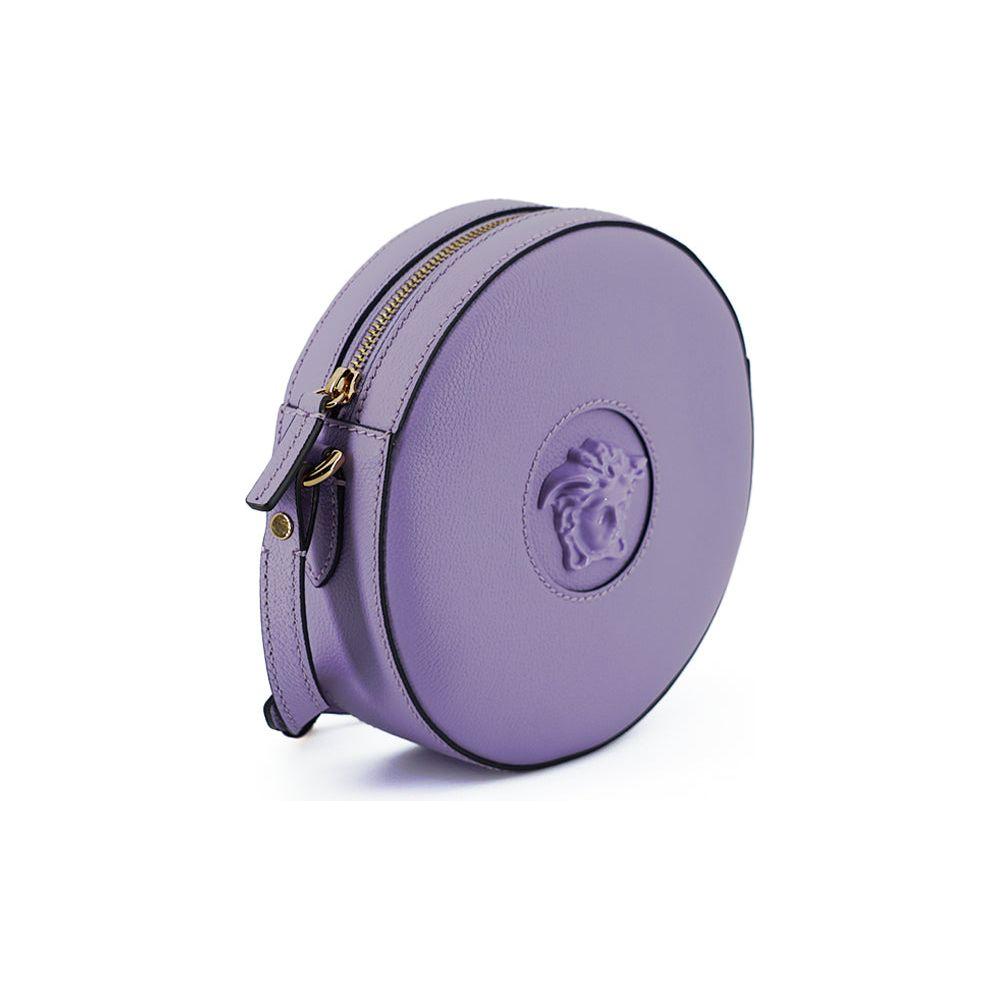 Versace Purple Calf Leather Round Disco Shoulder Bag