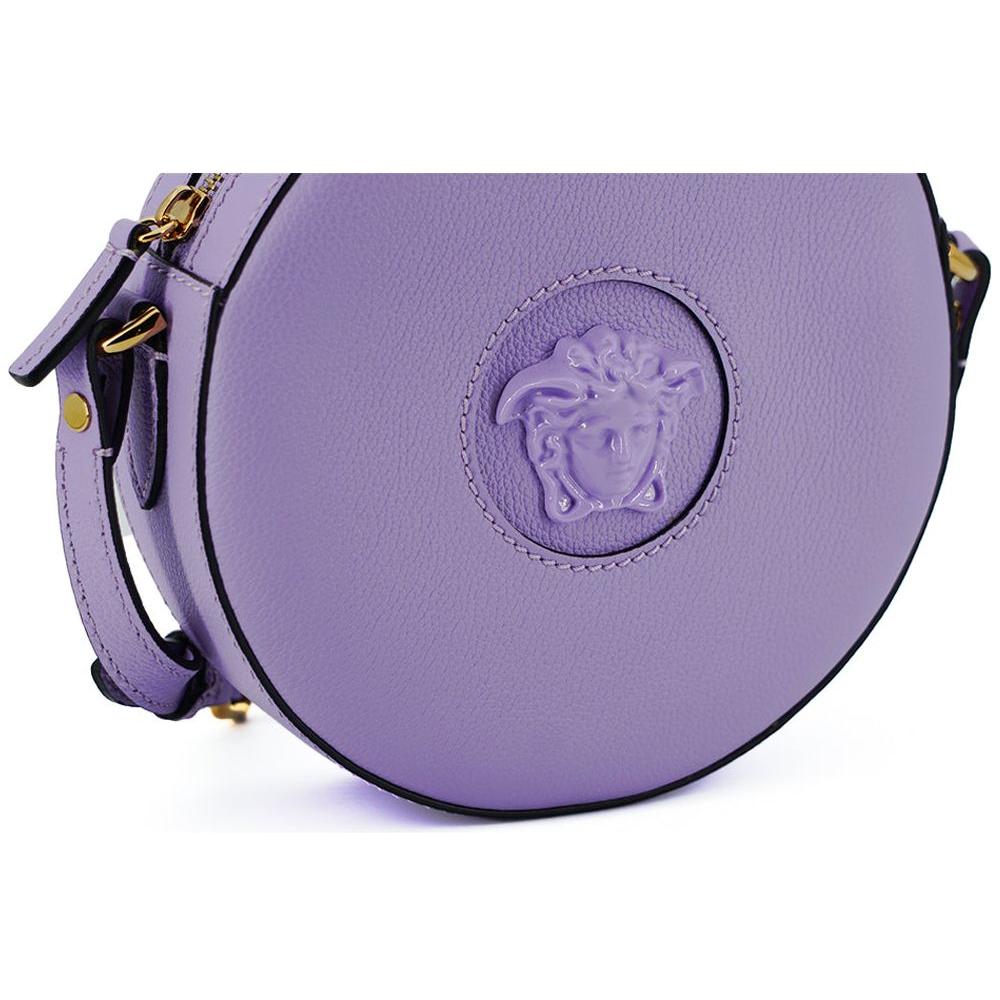Versace Purple Calf Leather Round Disco Shoulder Bag