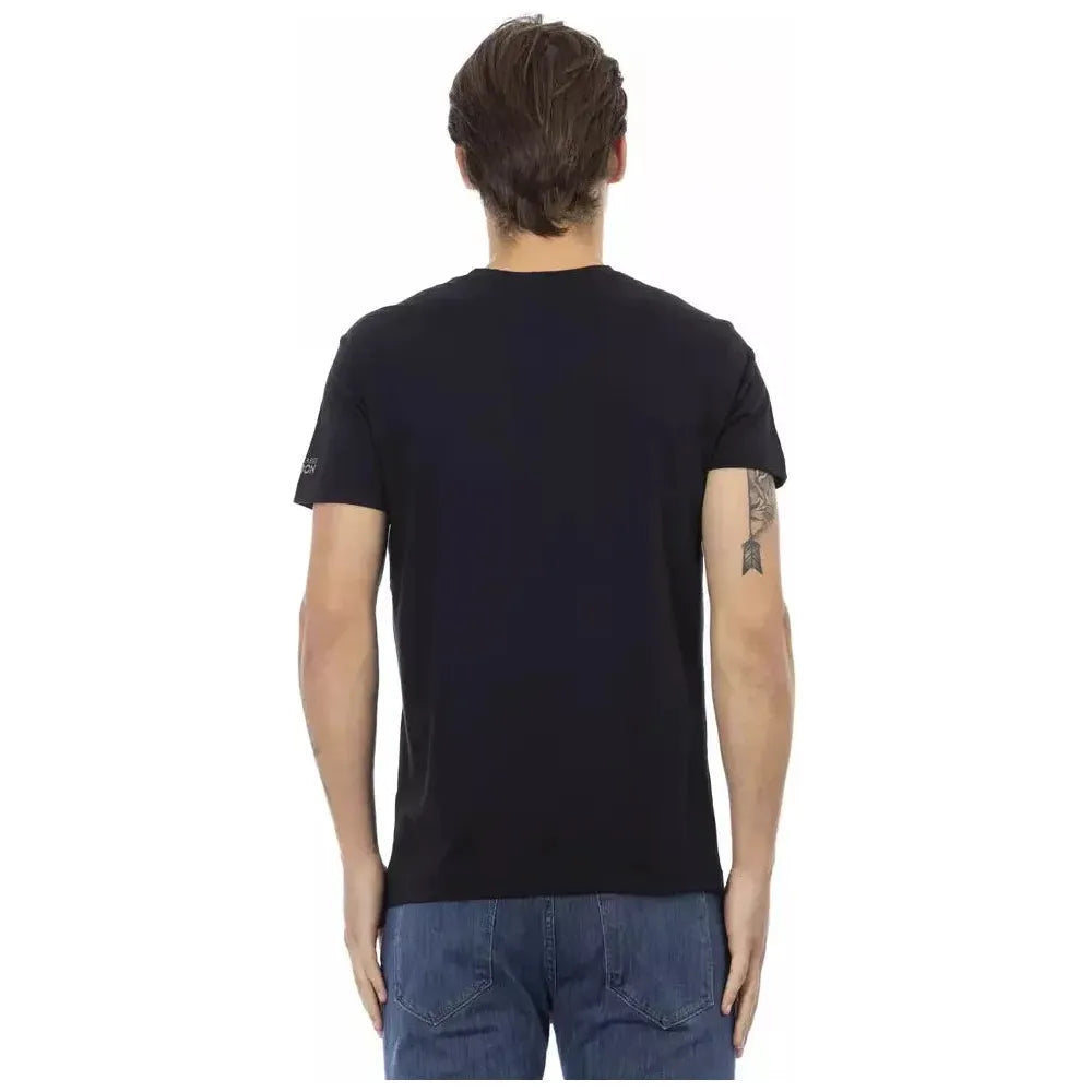 Trussardi Action Black Cotton Men's V-Neck T-Shirt