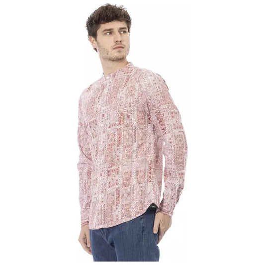 Baldinini Trend Red Cotton Men Shirt Baldinini Trend