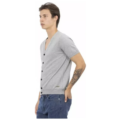 Baldinini Trend Gray Cotton Men Sweater Baldinini Trend