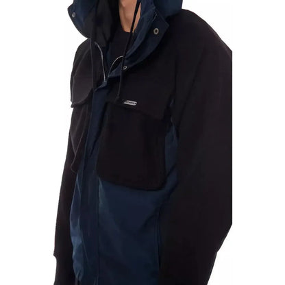 Nicolo Tonetto Black Wool Men Jacket with Hood and Pockets Nicolo Tonetto