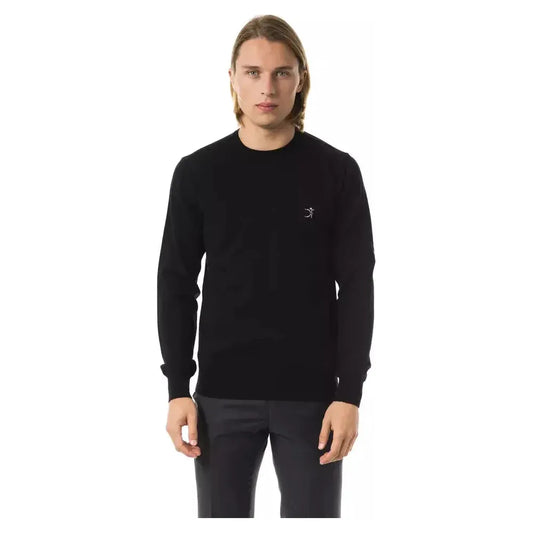 Uominitaliani Black Merino Wool Men Sweater Uominitaliani