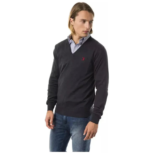 Uominitaliani Gray Merino Wool Men Sweater Uominitaliani