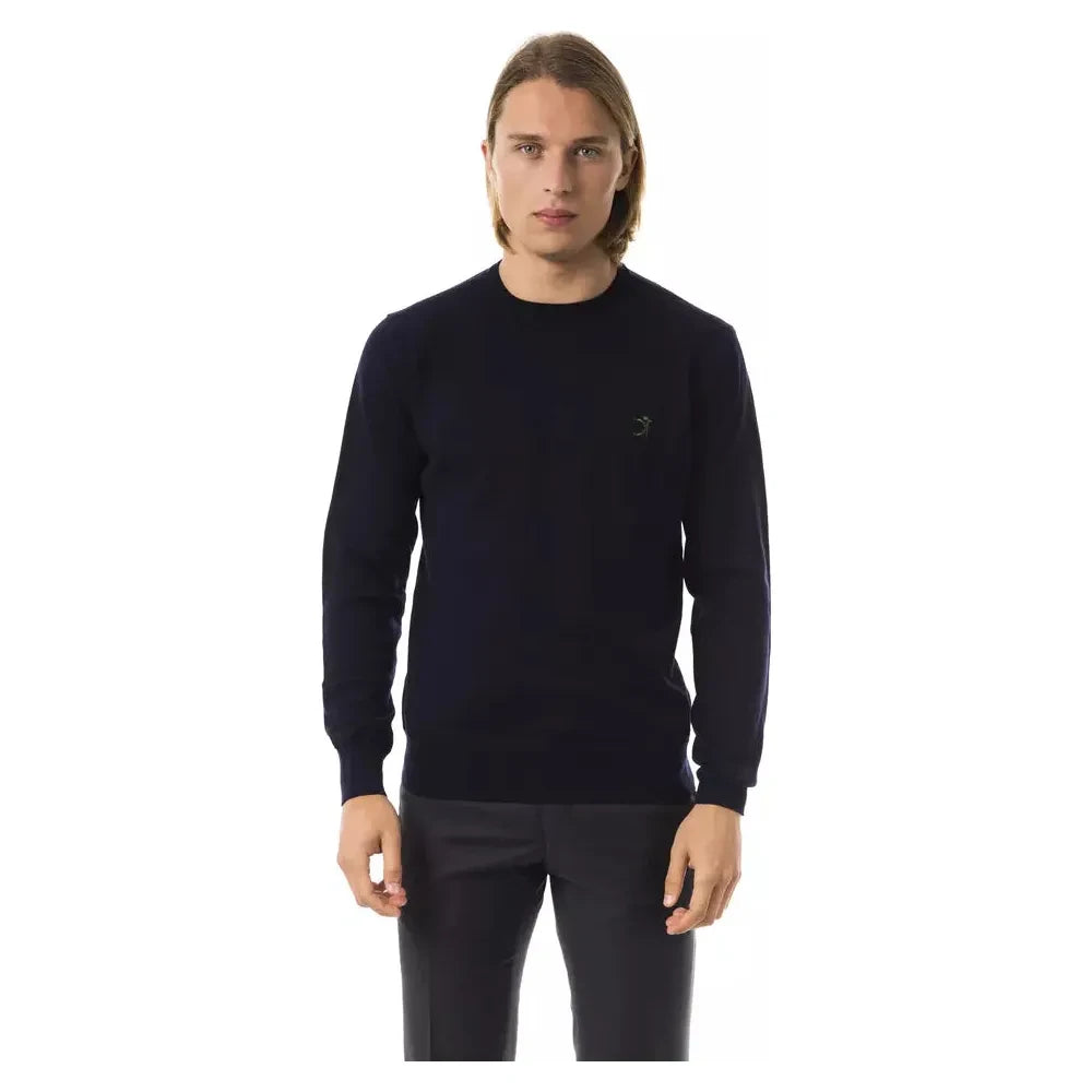 Uominitaliani Blue Merino Wool Men Sweater