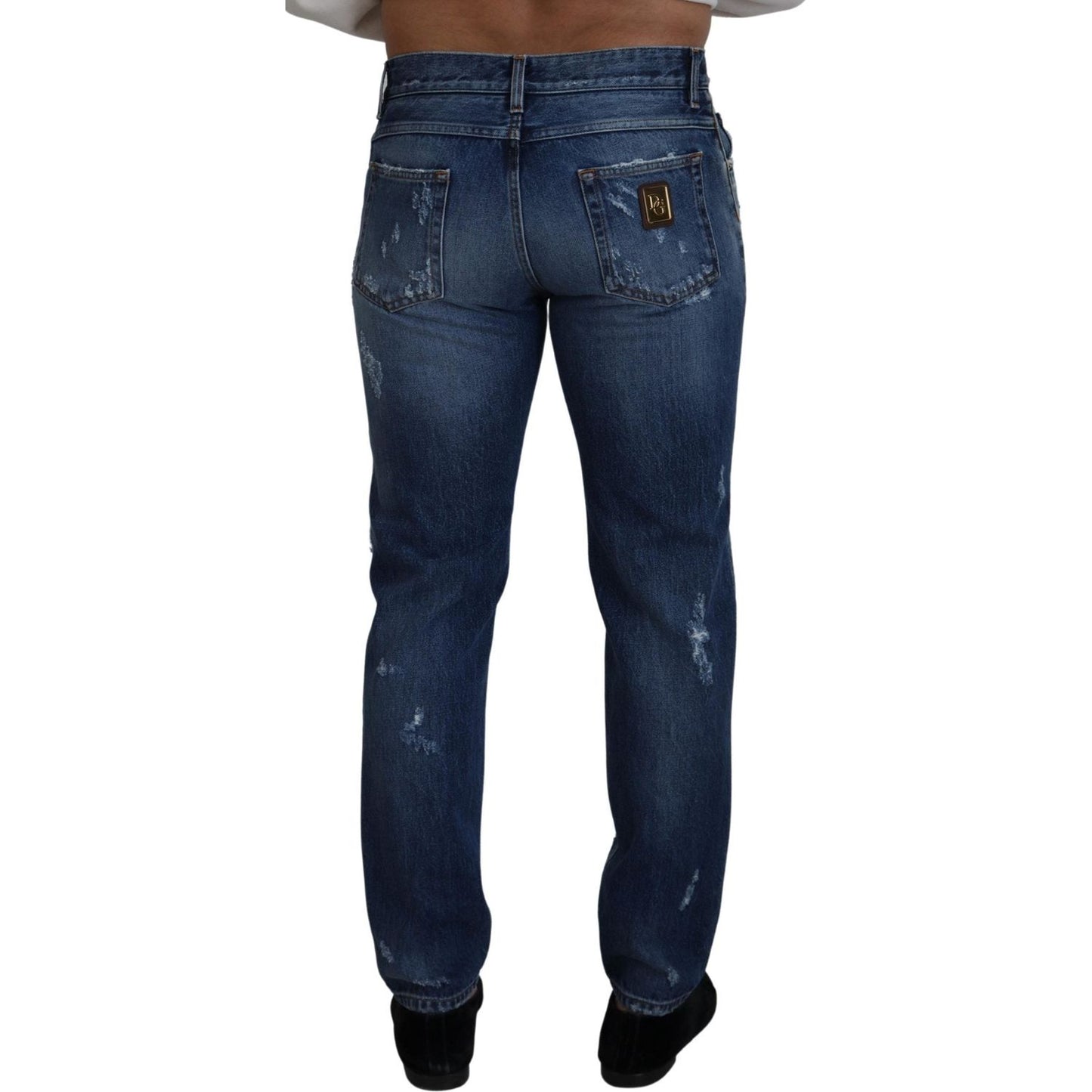 Dolce & Gabbana Blue Cotton Tattered Men Denim Jeans