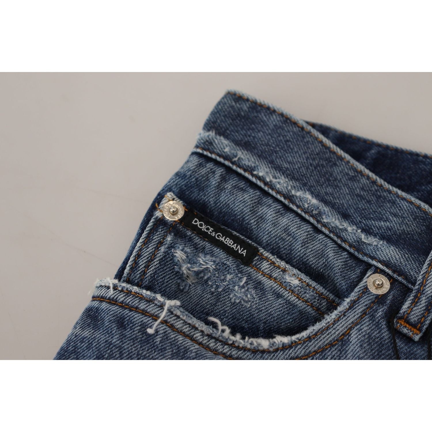 Dolce & Gabbana Blue Cotton Tattered Men Denim Jeans