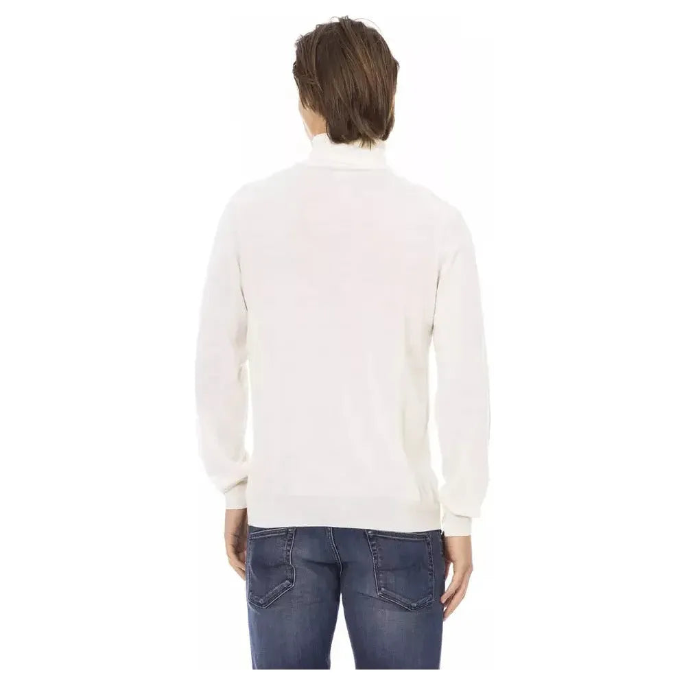 Baldinini Trend White Fabric Men Turtleneck Sweater