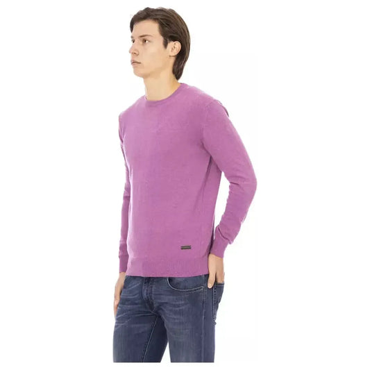 Baldinini Trend Purple Wool Men Sweater Baldinini Trend