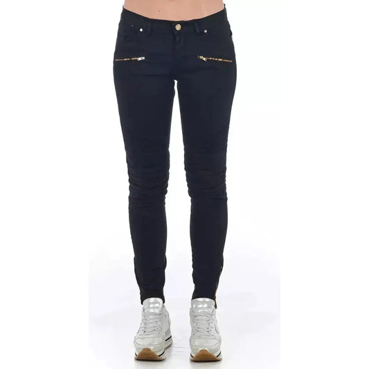Frankie Morello Black Cotton Women Jeans