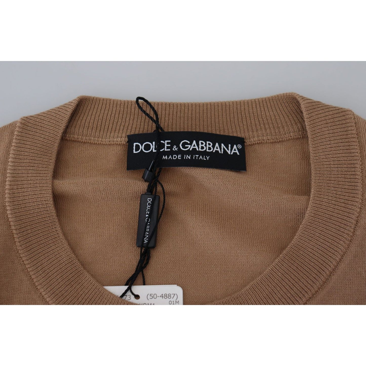 Dolce & Gabbana Beige Cashmere Crown Logo Pullover Sweater