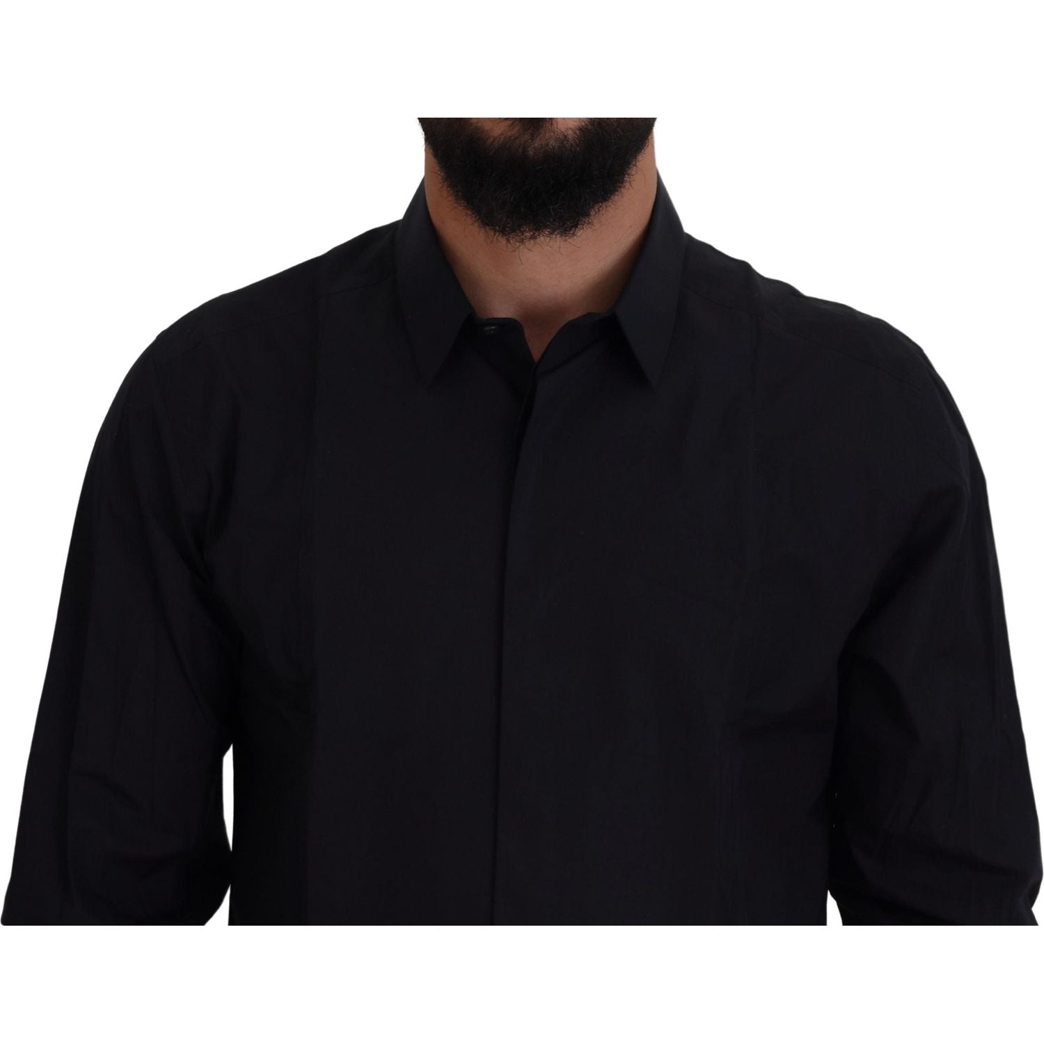 Dolce & Gabbana Black Gold Cotton Slim Fit Dress Mens Shirt
