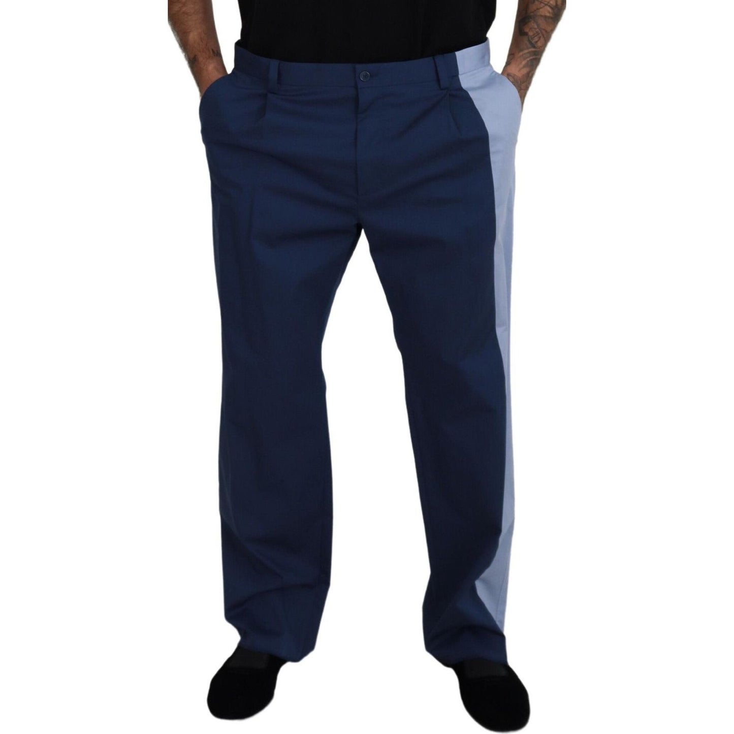 Dolce & Gabbana Blue Cotton Straight Fit Pants