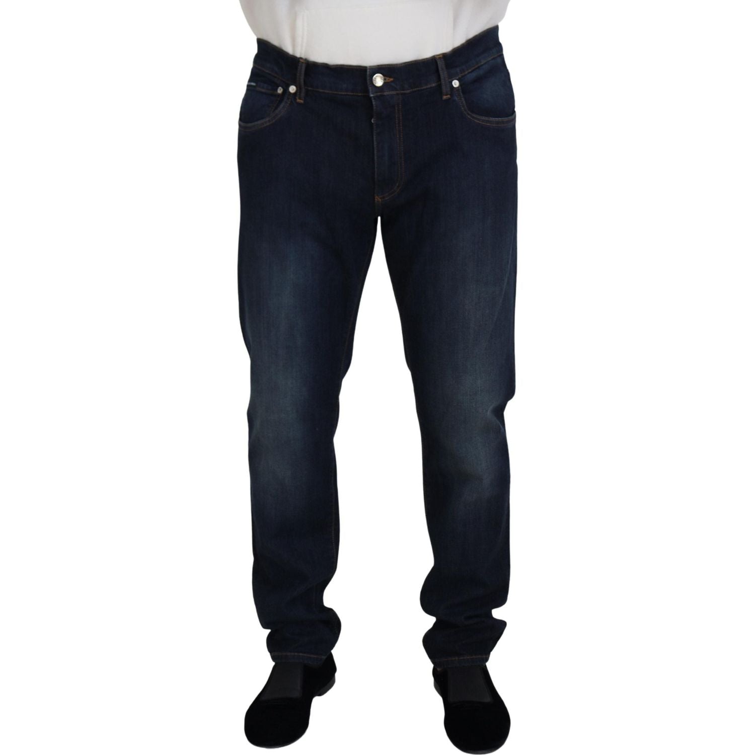 Dolce & Gabbana Blue Cotton Straight Fit Casual Denim Jeans